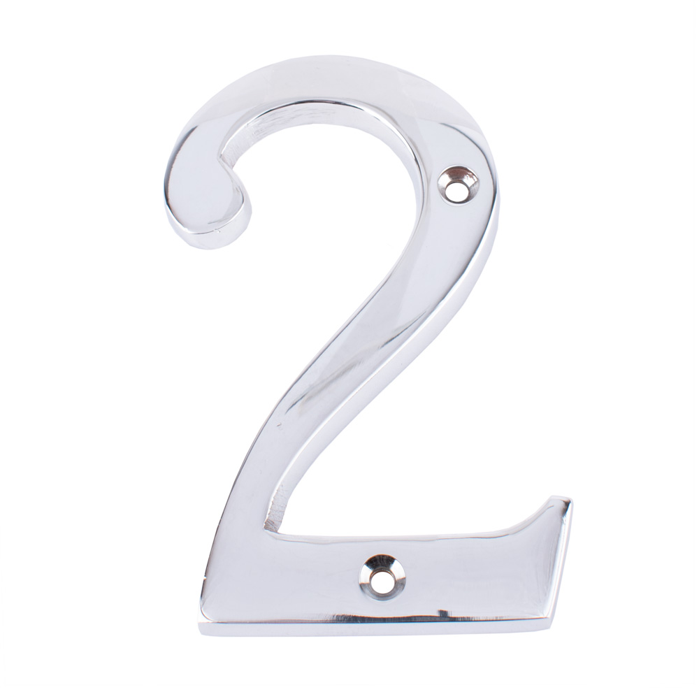 Dart Number 2 Door Numeral - Polished Chrome